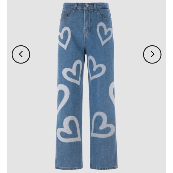 Denim - Heart denim Y2K straight leg jeans